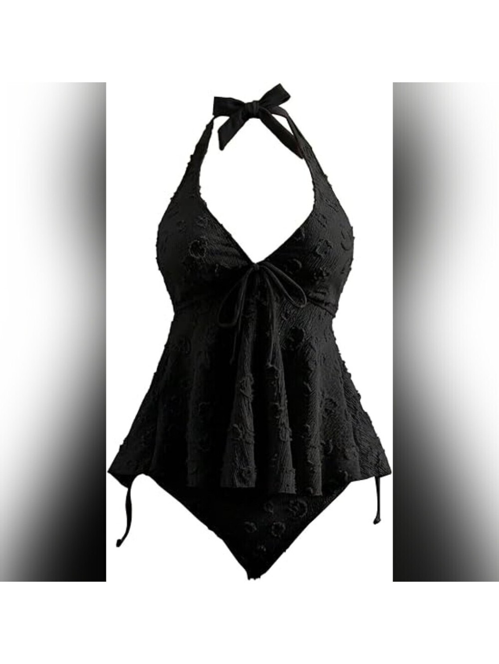 NWOT Verdusa 2 Piece Halter Tankini String Bikini Bottom Textured Swimsuit, L